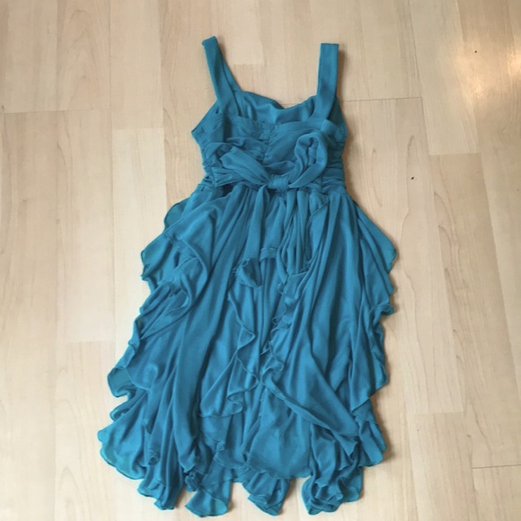 Turquoise Ruffled Formal Dress - Picture 2 of 2